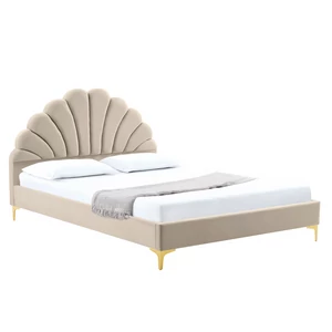 Ágy ágyráccsal, 160x200, bézs Velvet szövet, ISADORA