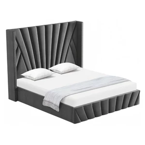 Ágy ráccsal, 180x200, sötétszürke Velvet szövet, PENELOPE