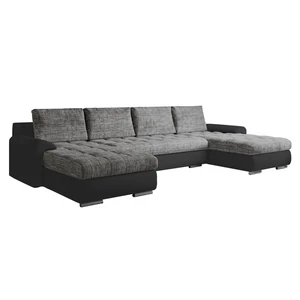 Univerzális ülőgarnitúra, ekobőr fekete/szürke melír, TOLITA U UNI