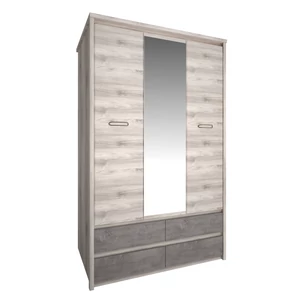 Szekrény tükörrel 3D4S, nairobi gesztenye/onix, JESI NEW