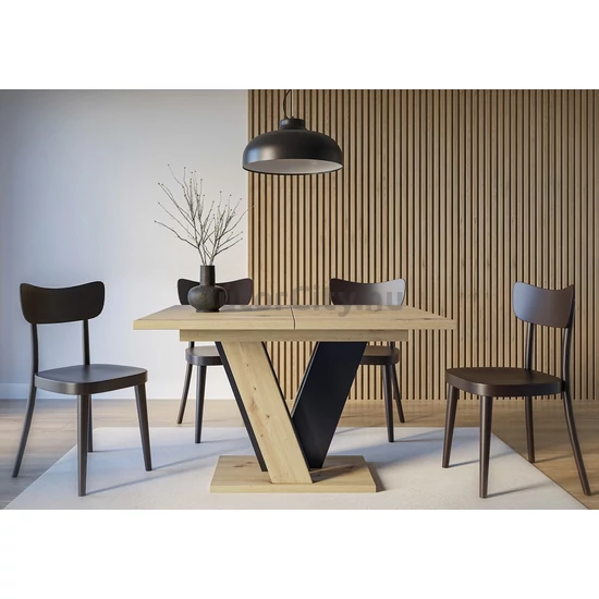 Artisan étkezőasztal, artisan tölgy-fekete (120-160*90)