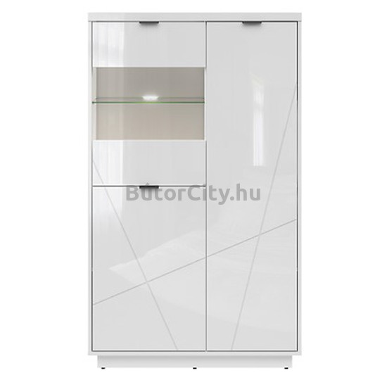Forn vitrines komód (REG2D1W) (fehér korpusz/magasfényű fehér front) Forn vitrines komód (REG2D1W) (fehér korpusz/magasfényű fehér front)