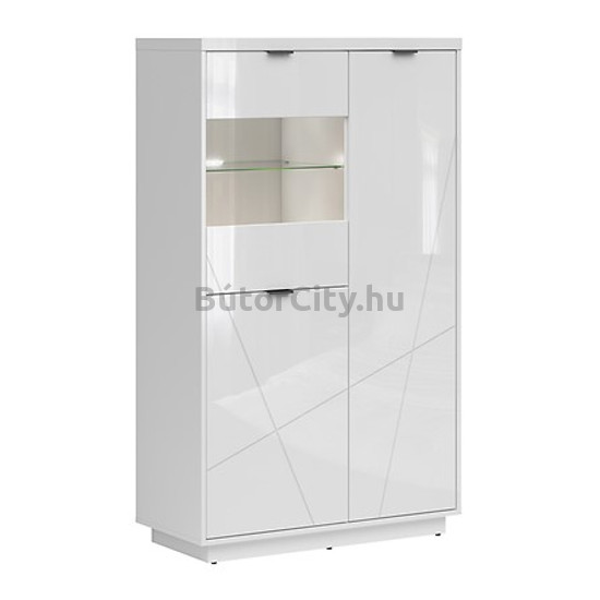 Forn vitrines komód (REG2D1W) (fehér korpusz/magasfényű fehér front)
