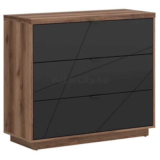 Forn 3 fiókos komód (KOM3S) (delano tölgy korpusz/választható front)