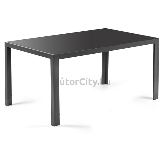 Kültéri kerti asztal, fekete üveglap, alumínium váz (150 cm)