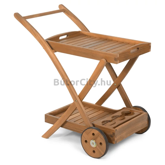 Minőségi, klasszikus kerti zsúrkocsi akácfából