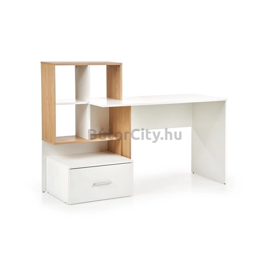 Grosso modern íróasztal polccal, fiókkal (fehér-arany tölgy)