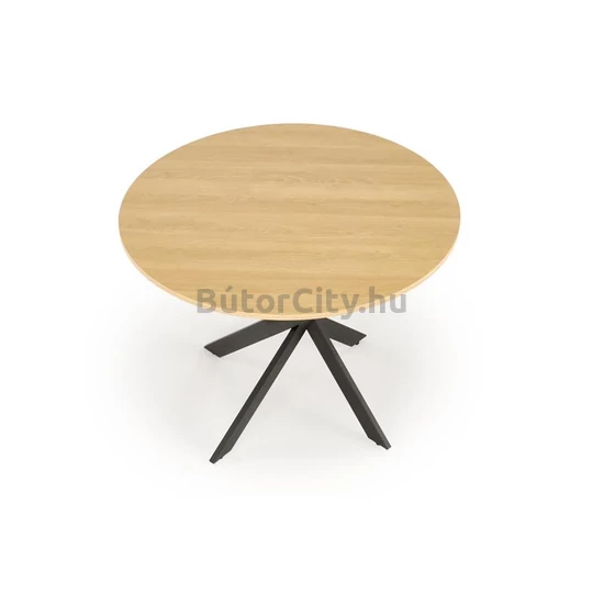 EDGAR kerek étkezőasztal, arany tölgy, fekete lábakkal (Ø100 cm)