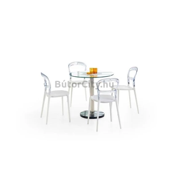 Cyryl kerek üveg étkezőasztal, átlátszó üveglap (Ø80 cm)