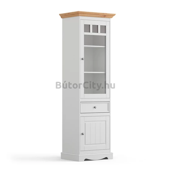 Brigitte vitrin, keskeny 14 fehér-fenyő