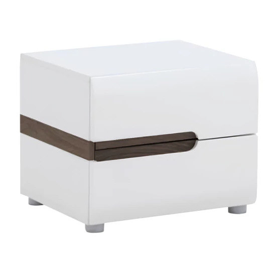 Éjjeliszekrény, fehér extra magas fényű HG/sonoma tölgy sötét trufla, LYNATET TYP 96