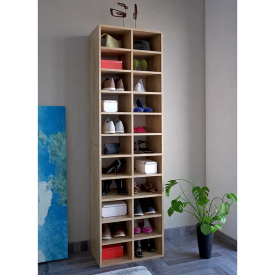 Magas polcállvány/cipőtartó, artisan tölgy, IGNO