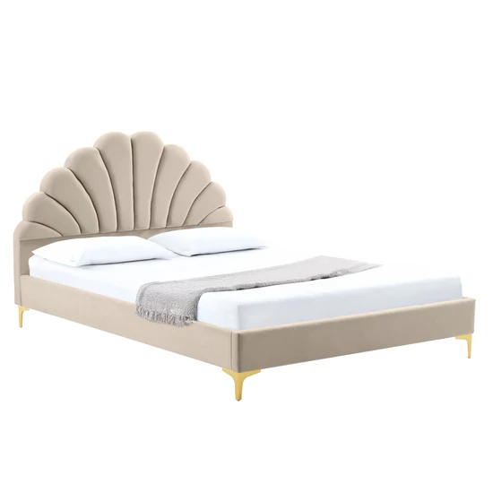Ágy ágyráccsal, 160x200, bézs Velvet szövet, ISADORA