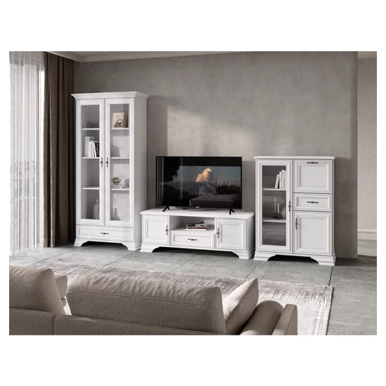 TV-asztal, alpesi fehér, KENTAK RTV2D1S