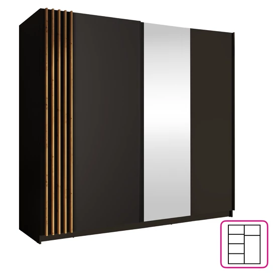 Szekrény, 2D-200, fekete/artisan tölgy, BAJADERO TYP 2