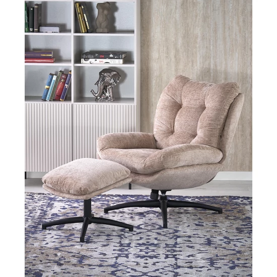 PESTO fotel puffal, hinta funkcióval, szín: bézs