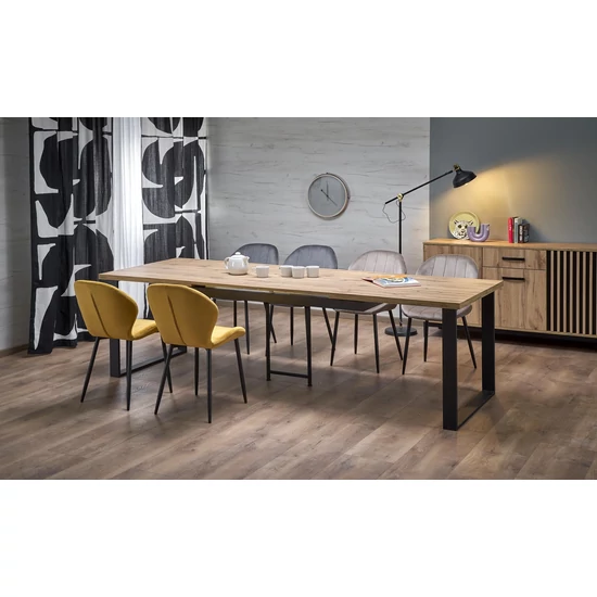 CANDIDO bővíthető étkezőasztal, téglalap alakú, szín: wotan tölgy/fekete (160-310*90)