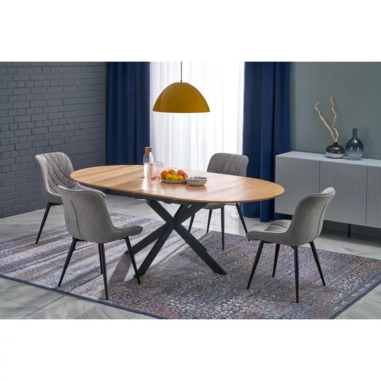 ACORD bővíthető étkezőasztal, natúr/fekete (120-200*120)