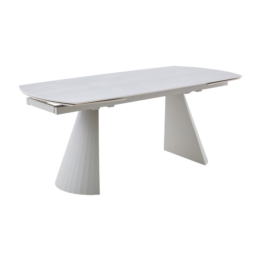 Avenza bővíthető étkezőasztal, 180-260 cm, travertine kerámia asztallap, camel színű fém láb