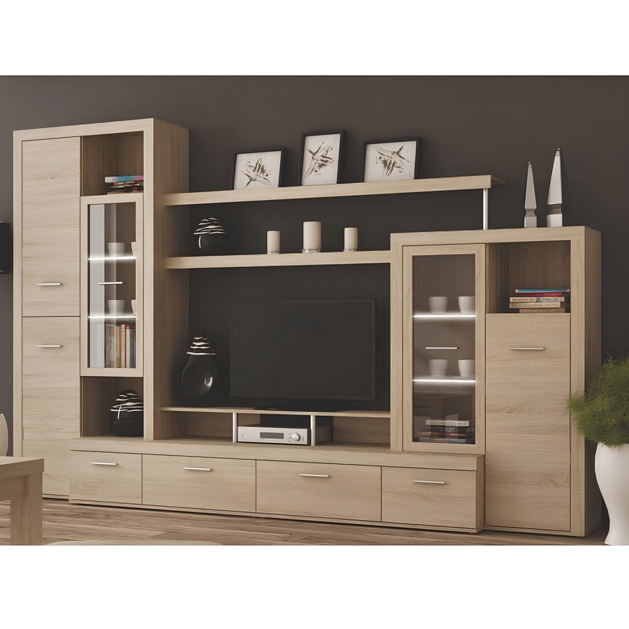ATLANTIS NEW nappali sor LED-es világítással, sonoma tölgy szín