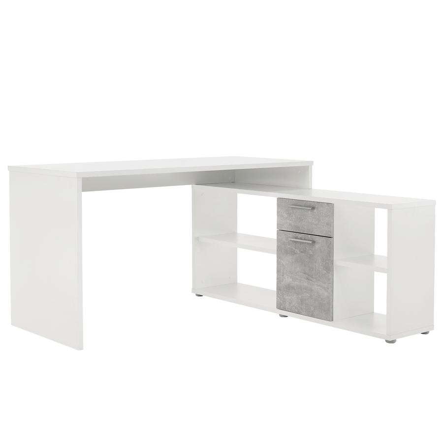 NOE NEW sarok íróasztal, fehér/beton