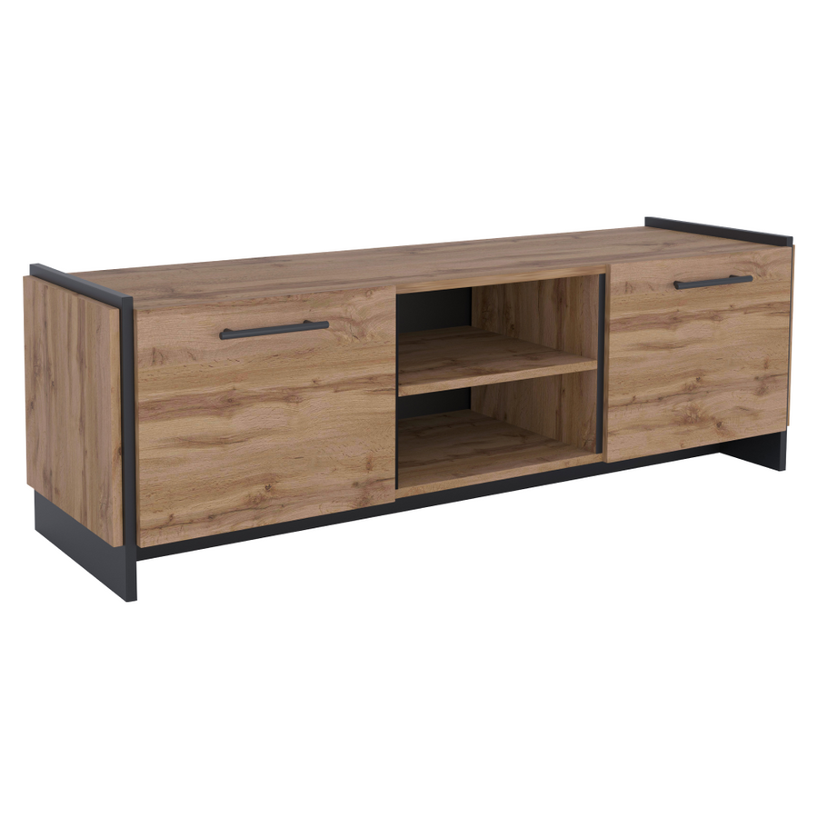 AMONI 2D tv asztal, wotan tölgy/fekete