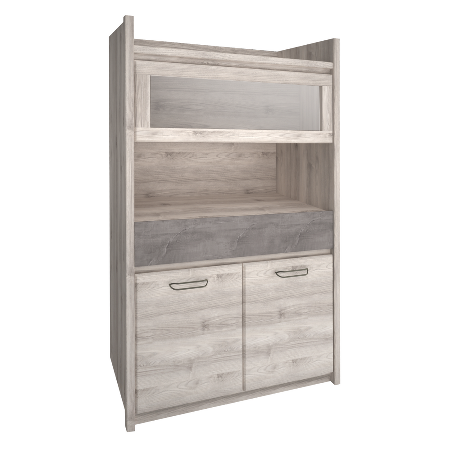 JESI NEW alacsony vitrin 2d1w1s, nairobi gesztenye/onix