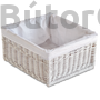 Kép 1/3 - Bélelt fehér fonott kosár Alda selyemszürke szekrényhez