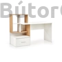 Kép 1/5 - Grosso modern íróasztal polccal, fiókkal (fehér-arany tölgy)