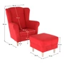 Kép 3/13 - Fotel + puff, piros, ASTRID