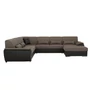Kép 19/20 - ülőgarnitúra U alakban, szövet barna/textilbőr barna, jobbos, EMILY U