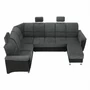 Kép 11/19 - Ülőgarnitúra, műbőr fekete/szövet sötétszürke, balos, SANTIAGO U