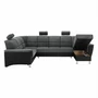 Kép 12/19 - Ülőgarnitúra, műbőr fekete/szövet sötétszürke, balos, SANTIAGO U