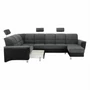 Kép 13/19 - Ülőgarnitúra, műbőr fekete/szövet sötétszürke, balos, SANTIAGO U