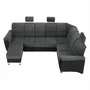 Kép 3/19 - Ülőgarnitúra, műbőr fekete/szövet sötétszürke, jobbos, SANTIAGO U