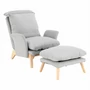 Kép 1/20 - Fotel lábtartóval, világosszürke/természetes, ZANDER