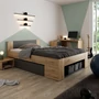 Kép 2/2 - Ágy tárhellyel, 140x200, artisan tölgy/antracit, UNIS